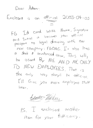 Letter from Steve in the early years.